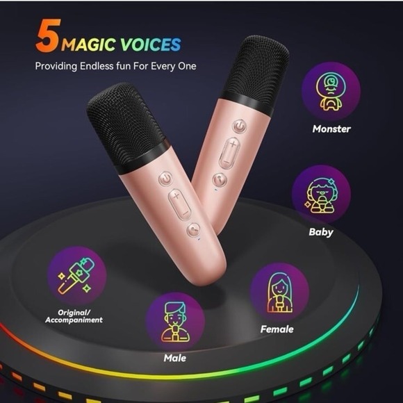 Karaoke Machine for Kids Adults, Portable Bluetooth Mini Karaoke Microphone Sing - Picture 5 of 12